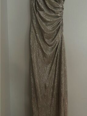 Lauren Ralph Lauren Metallic Taupe Maxi Dress
